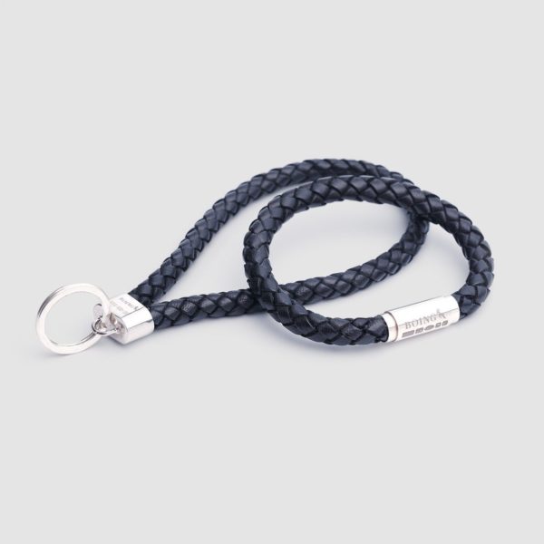Black leather key fob key ring and Climbing rope bracelet gift set