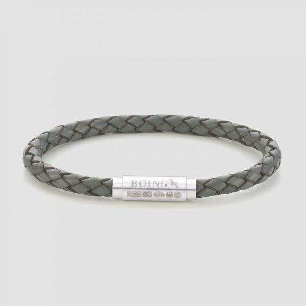 Grey leather bracelet silver clasp