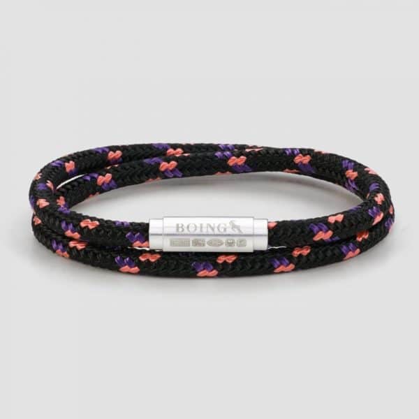 Black purple and pink climbing rope bracelet