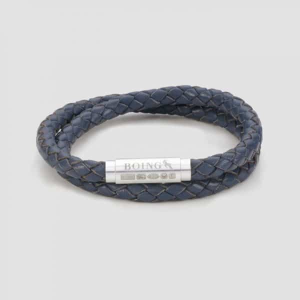 Blue leather bracelet