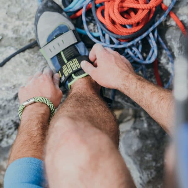 Man with matching rope bracelet and shoes