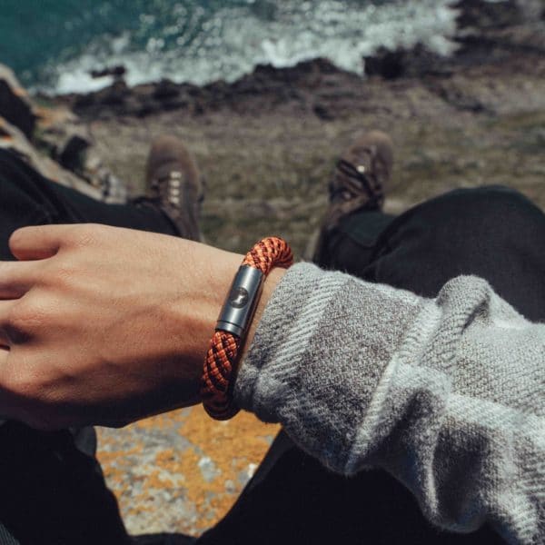 Chunky orange climbing rope bracelet