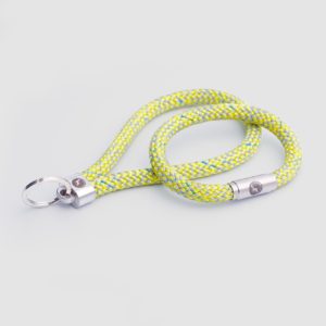 Yellow and grey key fob key ring and Climbing rope bracelet gift set