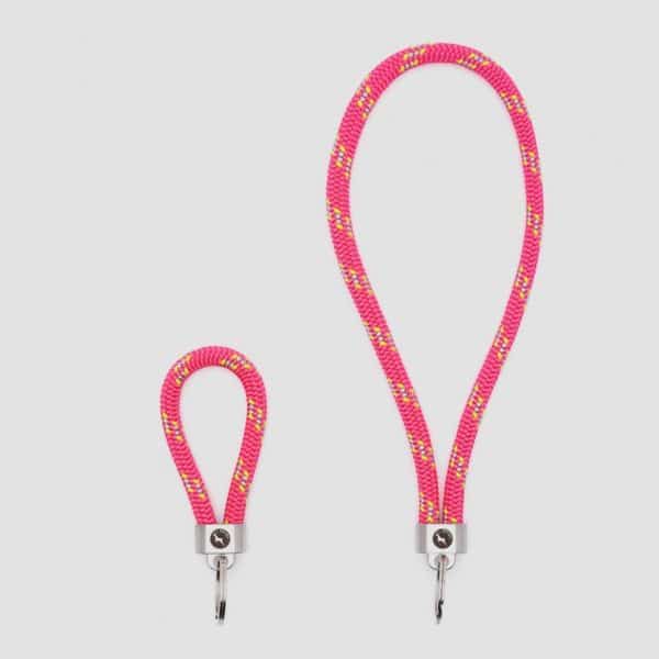 Pink and yellow key fob key ring