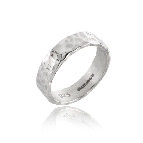 Sterling silver hammered unisex ring