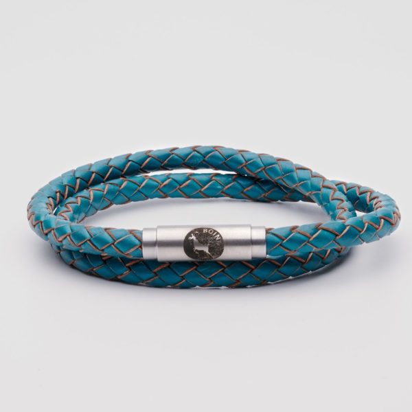 Teal leather bracelet