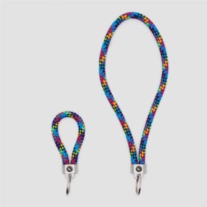 Rainbow multicoloured key fob key ring