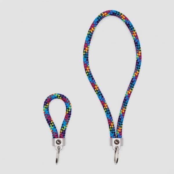 Rainbow multicoloured key fob key ring