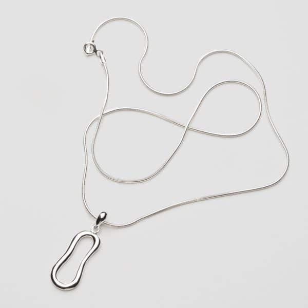 Silver shaped belay pendant necklace silver cord