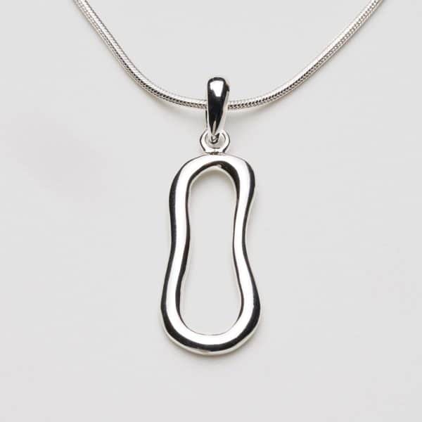Silver shaped belay pendant necklace silver cord