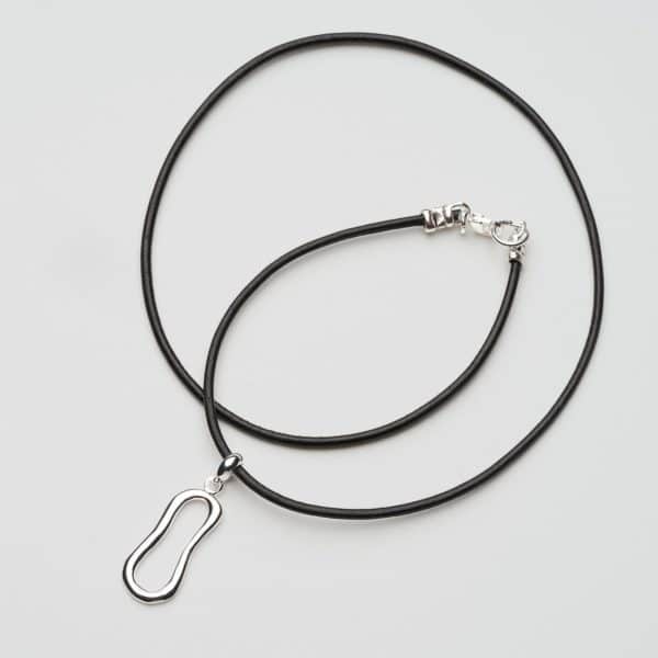 Silver shaped belay pendant necklace leather cord