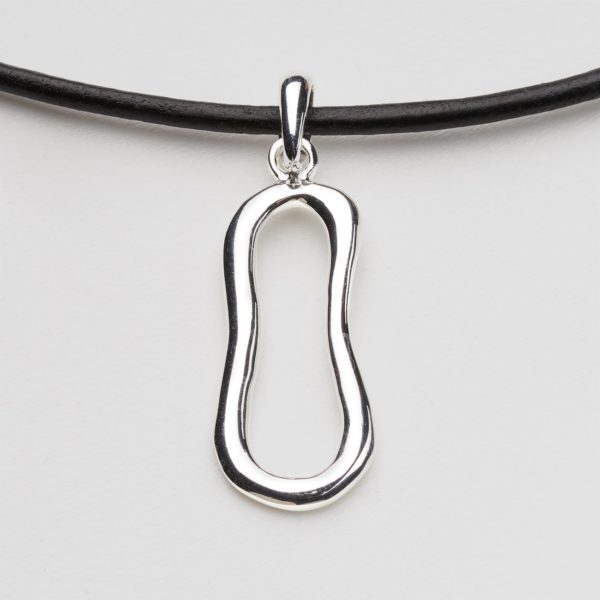Silver shaped belay pendant necklace leather cord