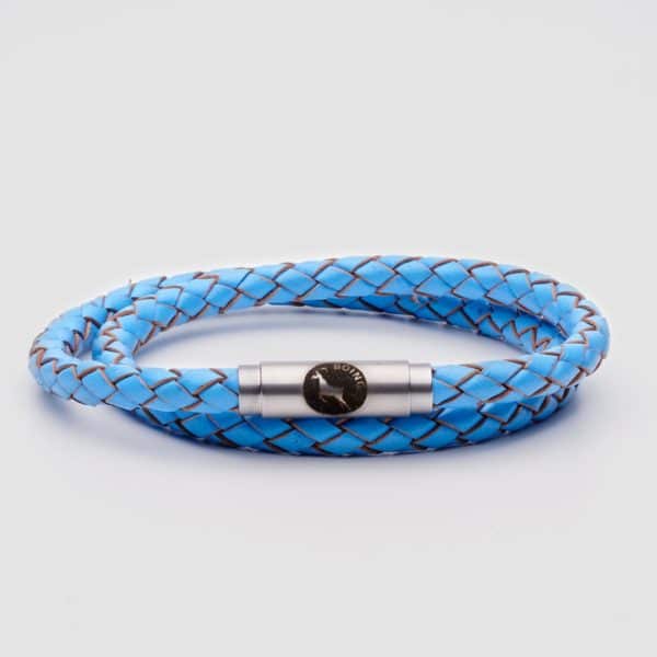 Blue leather bracelet