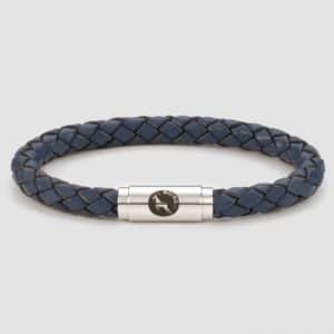 Blue leather bracelet