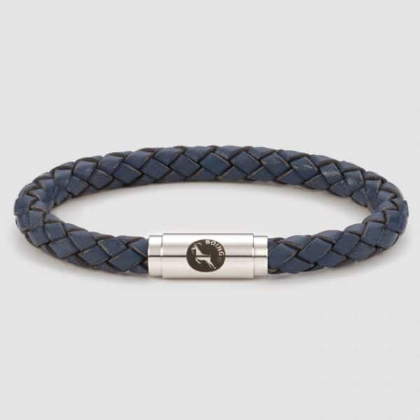 Blue leather bracelet