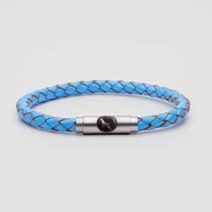 Blue leather bracelet