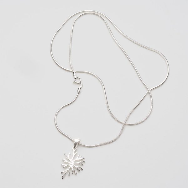 Silver coral pendant necklace silver cord