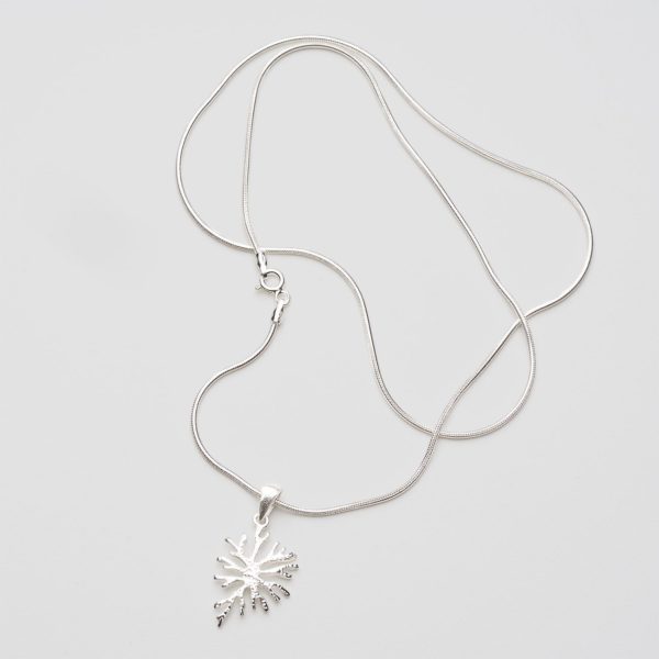 Silver coral pendant necklace silver cord