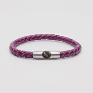 Purple leather bracelet magenta