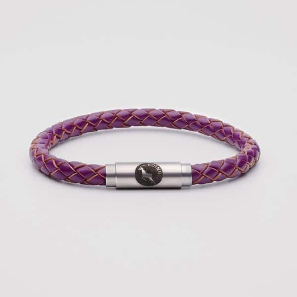 Purple leather bracelet magenta