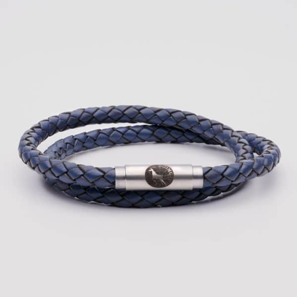Blue leather bracelet