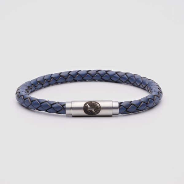 Blue leather bracelet