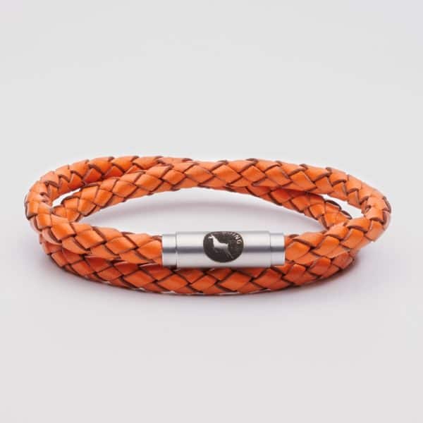 Orange leather bracelet