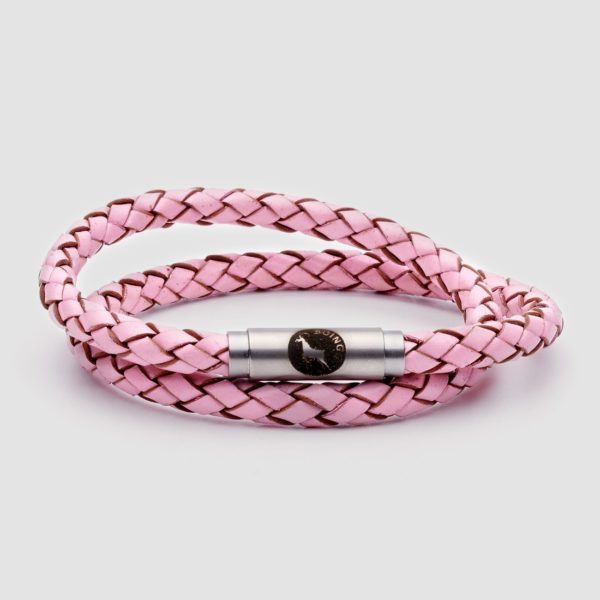 Pink leather bracelet