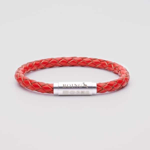 Red leather bracelet silver clasp