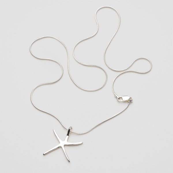 Silver starfish pendant necklace silver cord