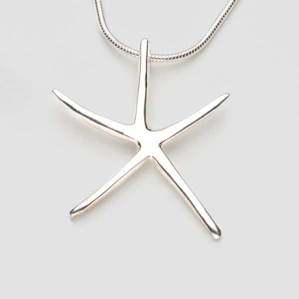 Silver starfish pendant necklace silver cord