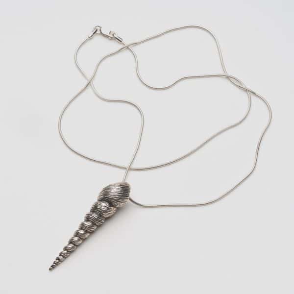 Silver shell pendant necklace silver cord