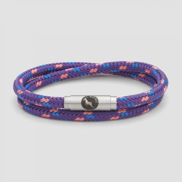 Purple sailing rope bracelet brushed steel clasp