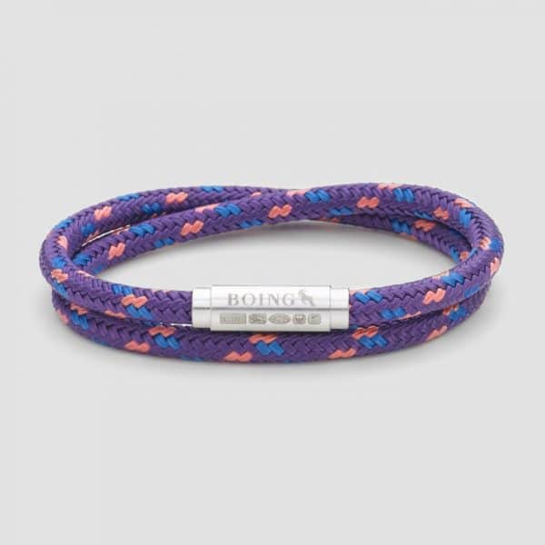 Purple sailing rope bracelet silver clasp