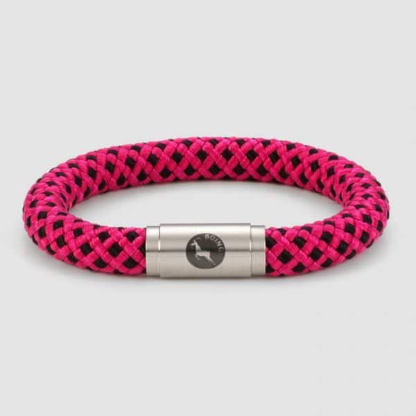 Pink and black climbing rope bracelet