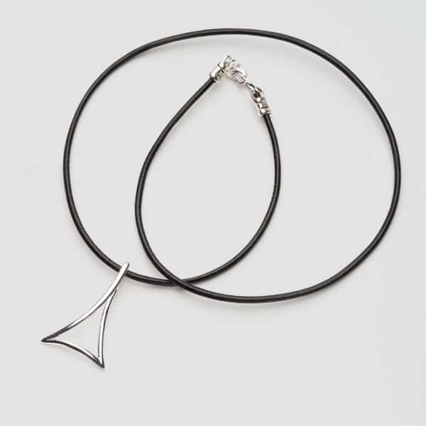 Silver pendant leather necklace